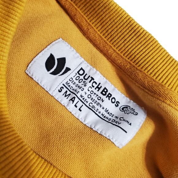 Dutch Bros Yellow Gold Mustard Crewneck Sweatshirt Coffee Uniform Size Small - Picture 4 of 6